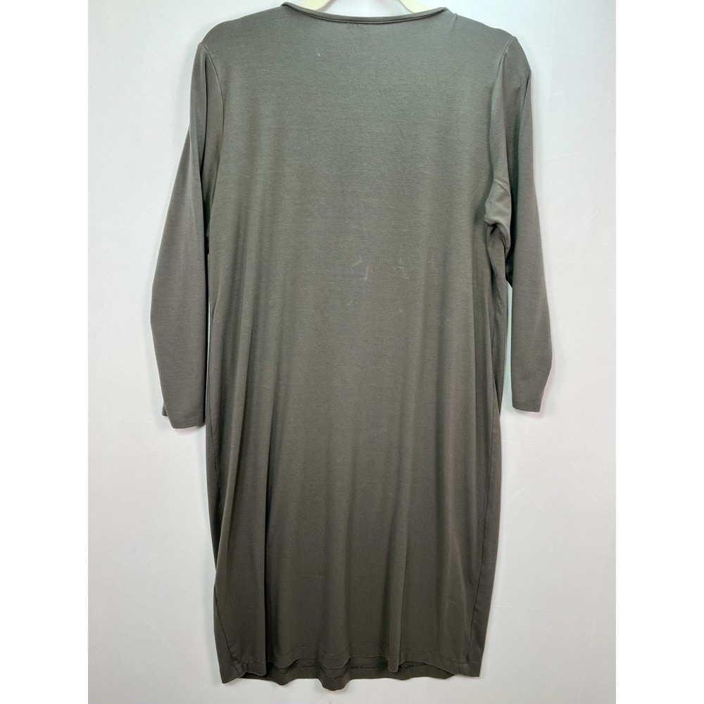 Eileen Fisher Women's V-neck 3/4 Sleeve Olive Viscose Spandex Dress Size L - Picture 8 of 10
